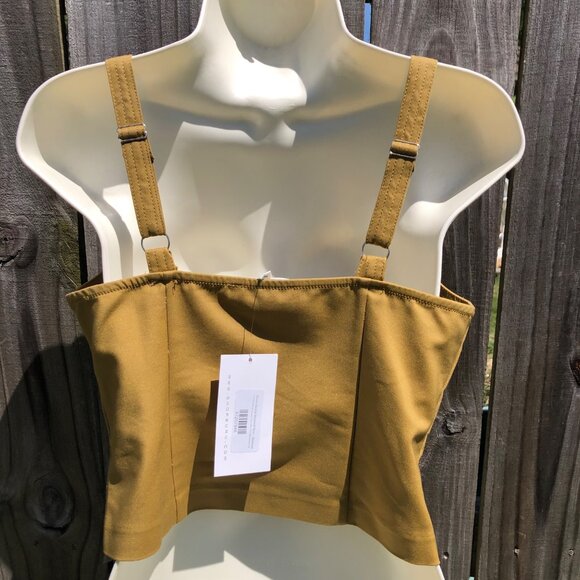 Buru XS Double Breasted Vest Top Button Down Up Mustard Sleeveless Yellow Tank - Picture 4 of 7